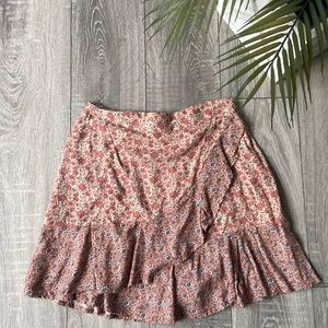 Floral Mini Skirt in Red and Cream